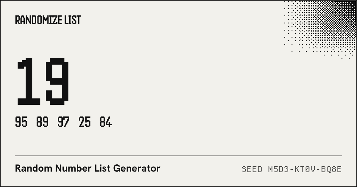10 random numbers from 1 to 100 without repeats